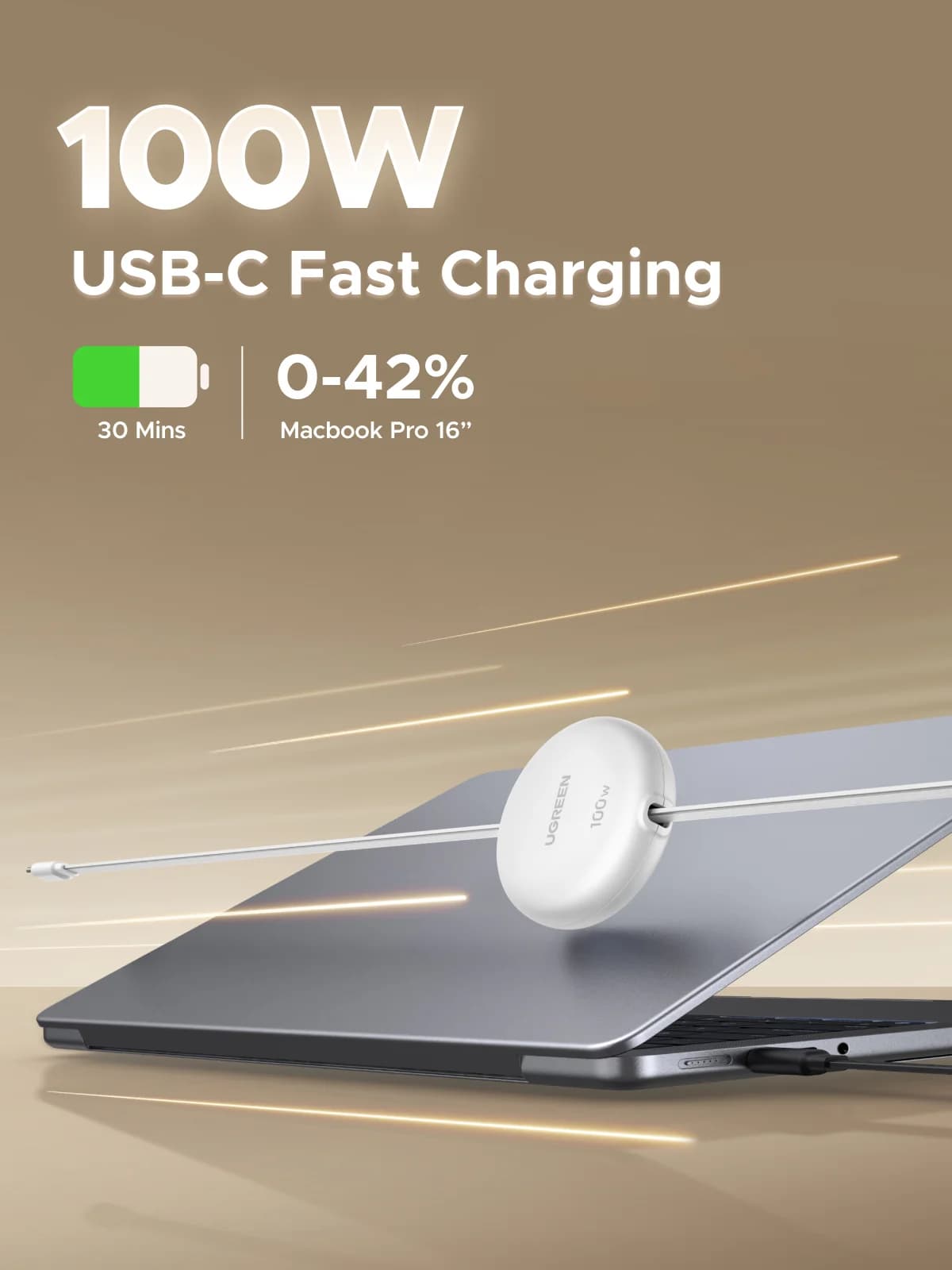 Cablu retractabil USB-C la USB-C, PD 100W